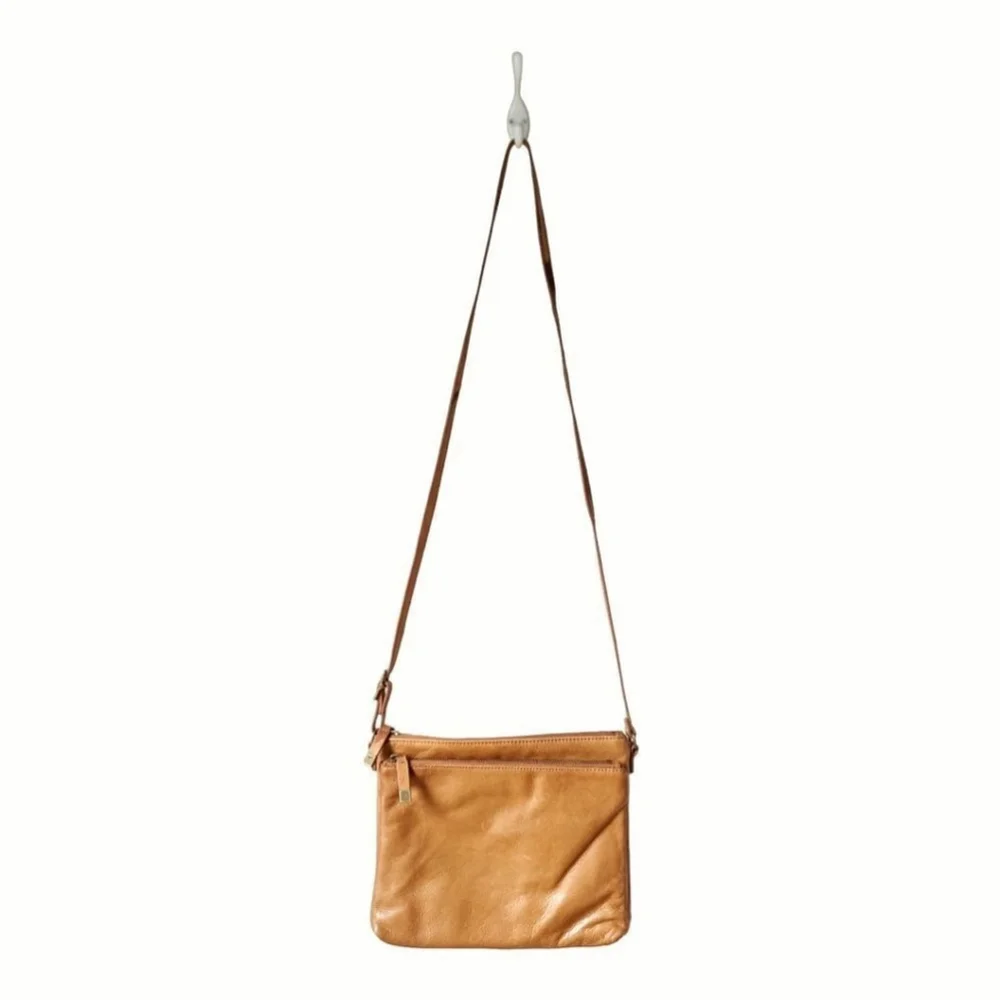 MARGOT New York Whiskey Tan Leather Accordion Crossbody